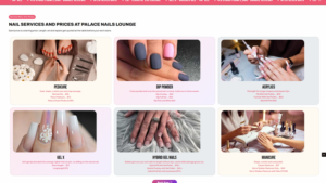 Mẫu website tiệm Nail số 3: Tiệm Palace Nails Tông vàng